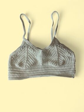 Crocheted Bralette Top in Light Gray